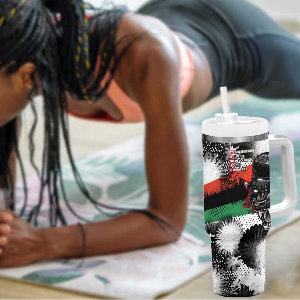 Huey P. Newton Tumbler With Handle Revolutionary Portrait - Panther Graphic Surrender to the Revolution Quote - African Pride
