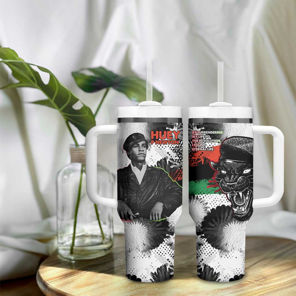 Huey P. Newton Tumbler With Handle Revolutionary Portrait - Panther Graphic Surrender to the Revolution Quote - African Pride