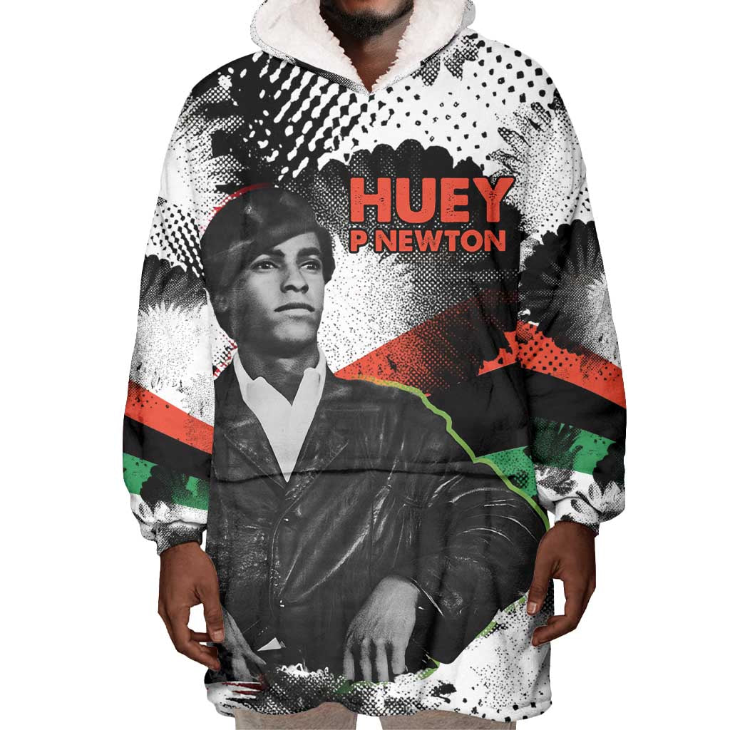 Huey P. Newton Wearable Blanket Hoodie Revolutionary Portrait - Panther Graphic Surrender to the Revolution Quote - African Pride