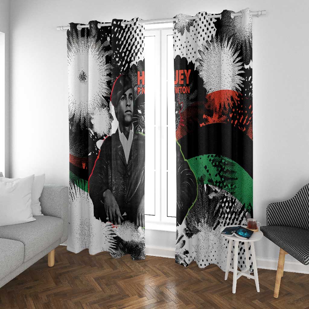 Huey P. Newton Window Curtain Revolutionary Portrait - Panther Graphic Surrender to the Revolution Quote - African Pride