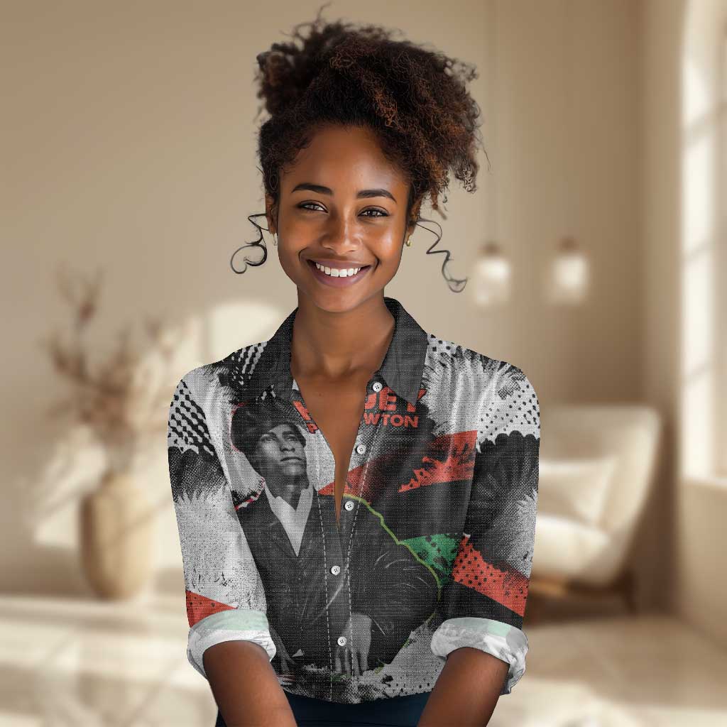 Huey P. Newton Women Casual Shirt Revolutionary Portrait - Panther Graphic Surrender to the Revolution Quote - African Pride