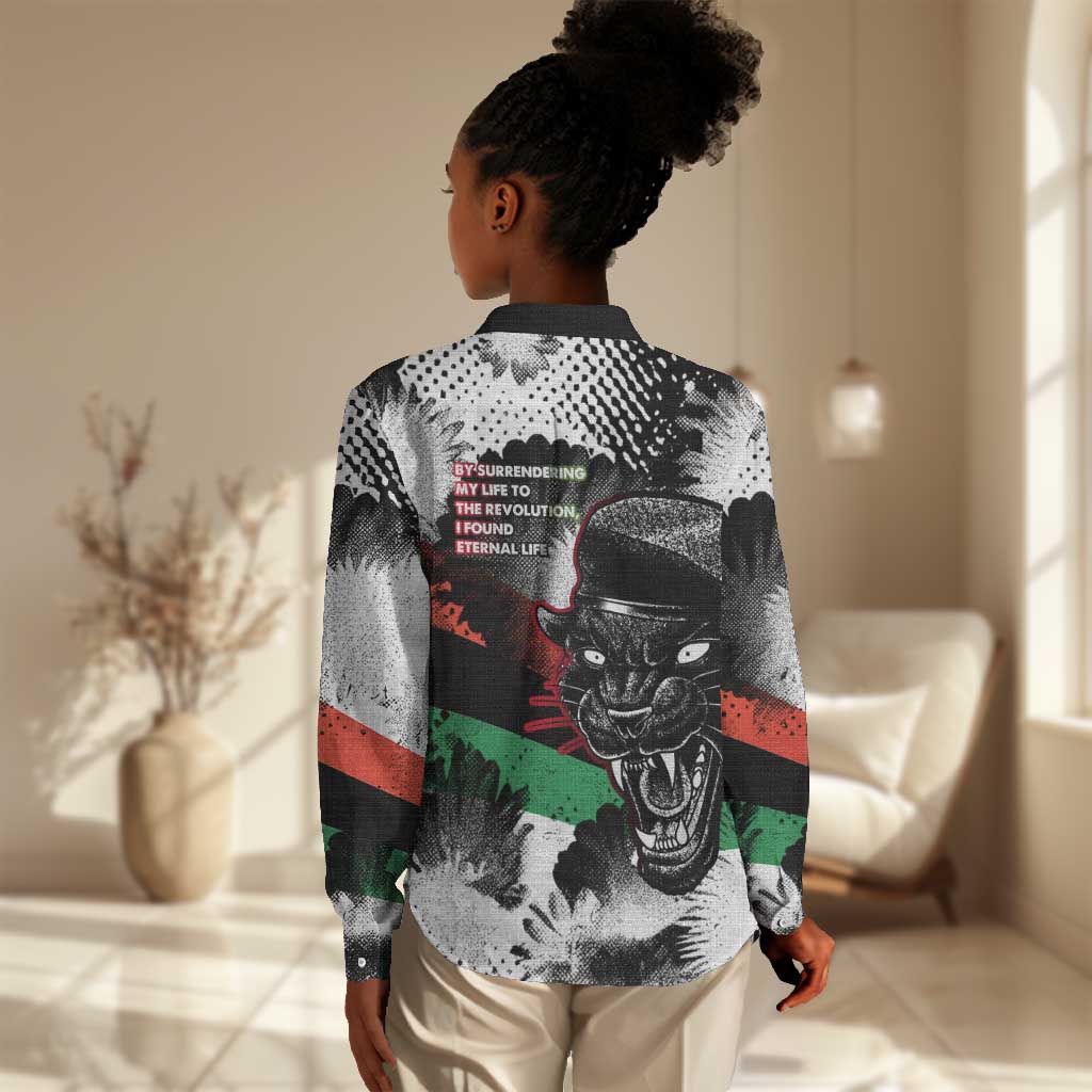 Huey P. Newton Women Casual Shirt Revolutionary Portrait - Panther Graphic Surrender to the Revolution Quote - African Pride