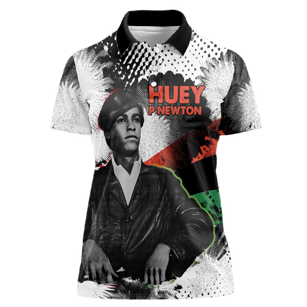 Huey P. Newton Women Polo Shirt Revolutionary Portrait - Panther Graphic Surrender to the Revolution Quote TS04