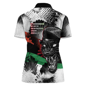 Huey P. Newton Women Polo Shirt Revolutionary Portrait - Panther Graphic Surrender to the Revolution Quote TS04