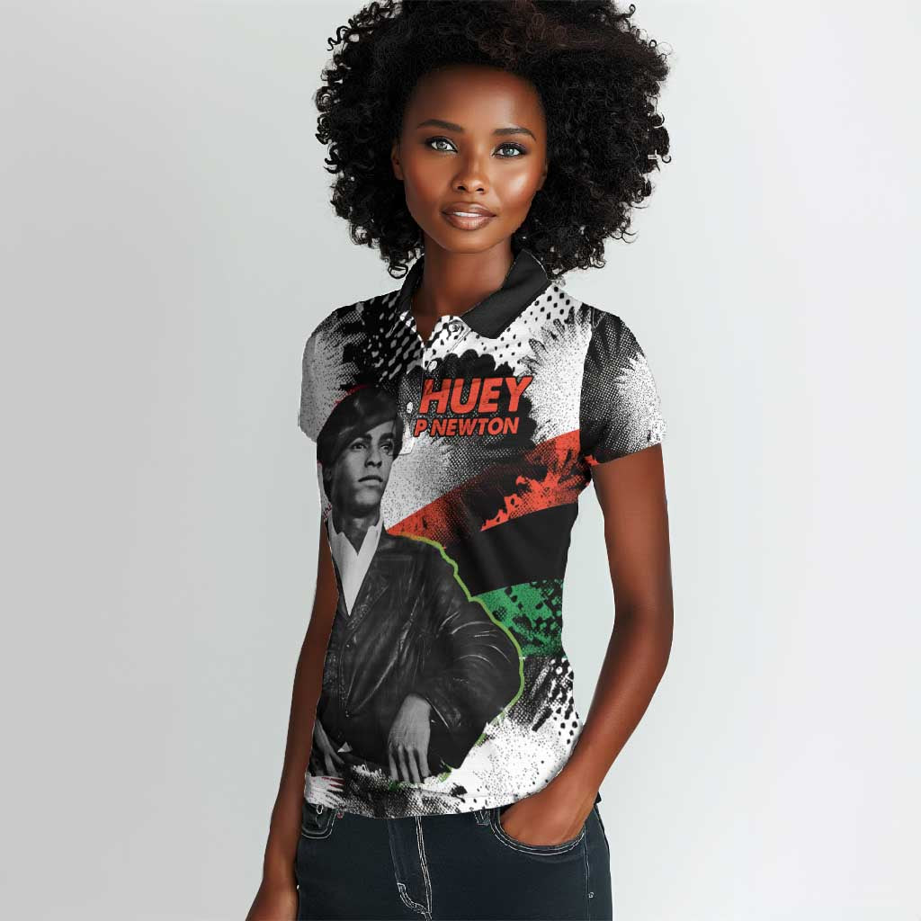 Huey P. Newton Women Polo Shirt Revolutionary Portrait - Panther Graphic Surrender to the Revolution Quote TS04