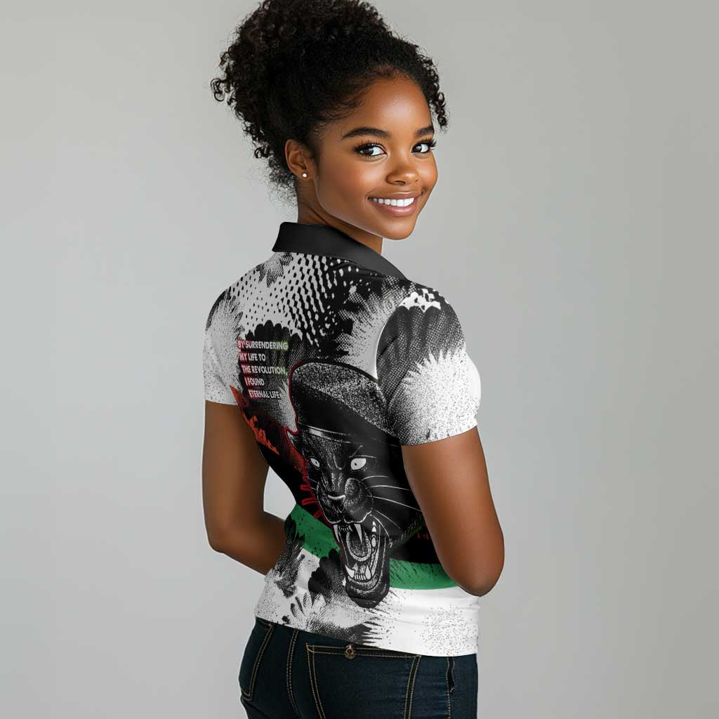Huey P. Newton Women Polo Shirt Revolutionary Portrait - Panther Graphic Surrender to the Revolution Quote TS04