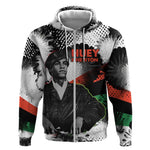 Huey P. Newton Zip Hoodie Revolutionary Portrait - Panther Graphic Surrender to the Revolution Quote - African Pride