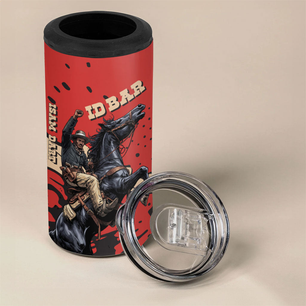 Isom Dart Black Cowboy 4 in 1 Can Cooler Tumbler Wild West Outlaw Vintage Comic Art