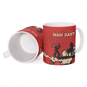 Isom Dart Black Cowboy Ceramic Mug Wild West Outlaw Vintage Comic Art
