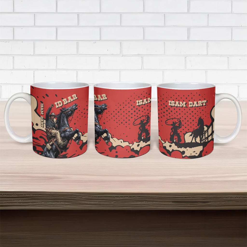 Isom Dart Black Cowboy Ceramic Mug Wild West Outlaw Vintage Comic Art