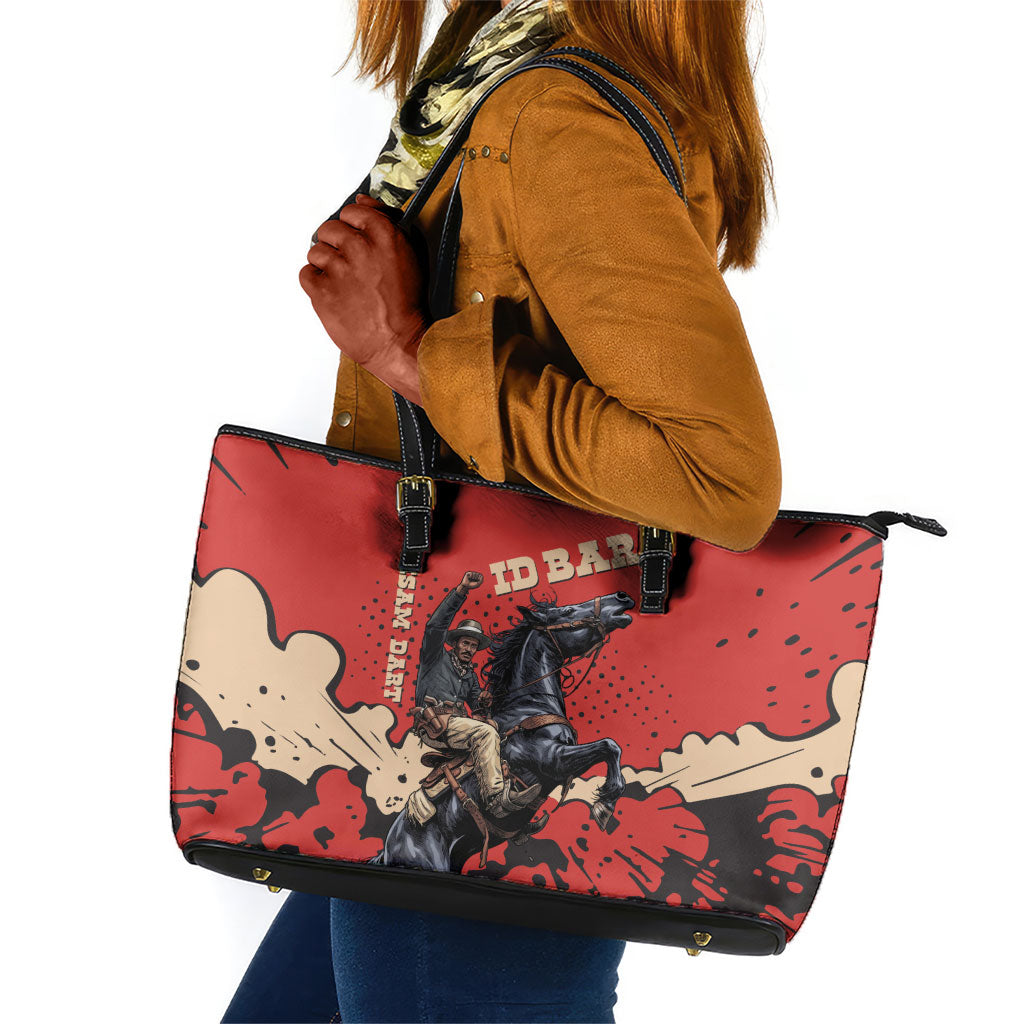 Isom Dart Black Cowboy Leather Tote Bag Wild West Outlaw Vintage Comic Art