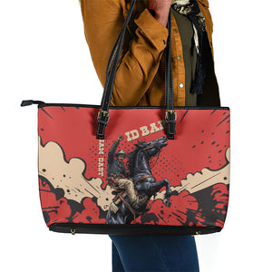 Isom Dart Black Cowboy Leather Tote Bag Wild West Outlaw Vintage Comic Art