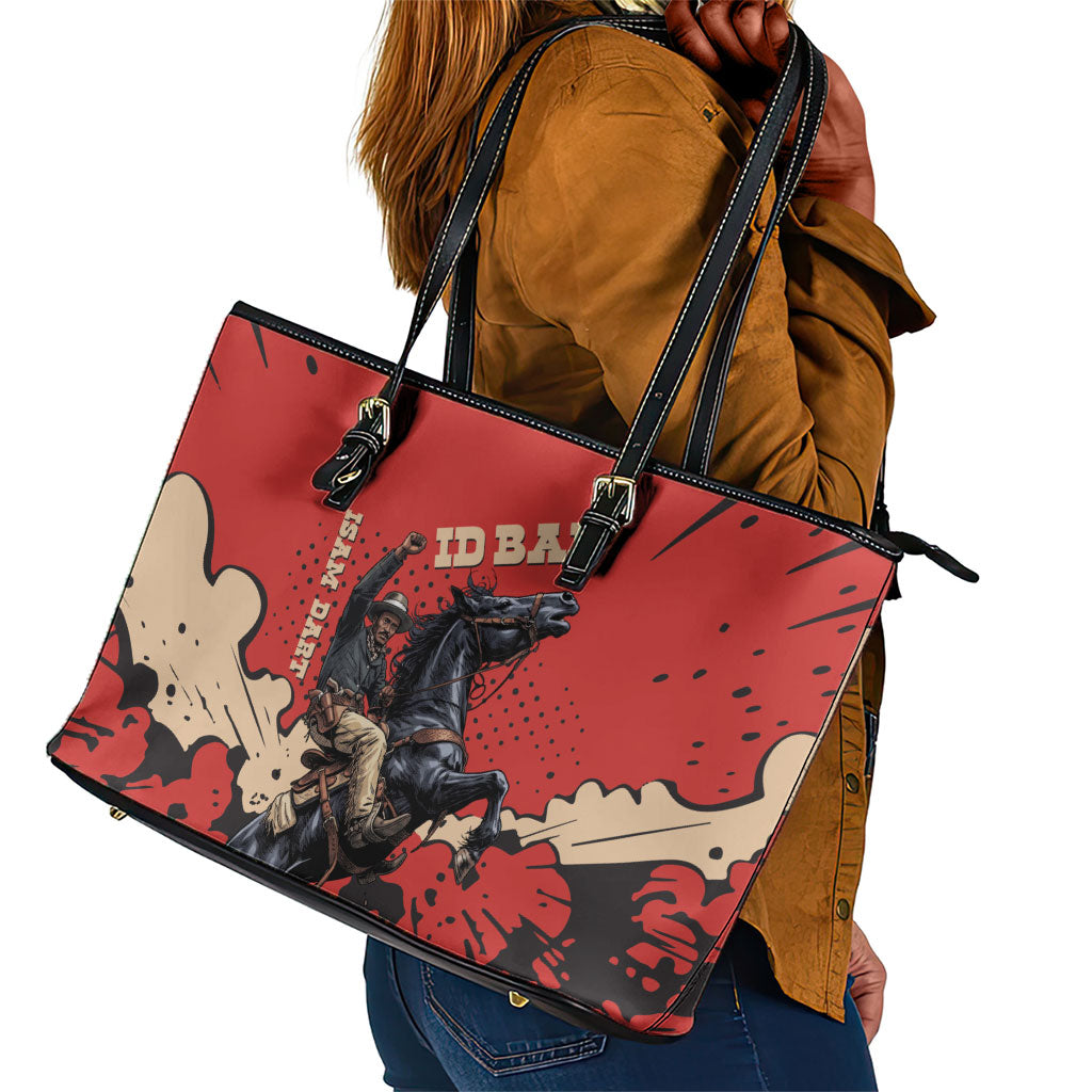 Isom Dart Black Cowboy Leather Tote Bag Wild West Outlaw Vintage Comic Art