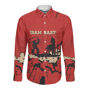 Isom Dart Black Cowboy Long Sleeve Button Shirt Wild West Outlaw Vintage Comic Art