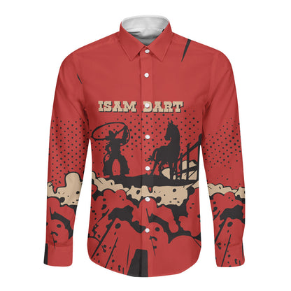 Isom Dart Black Cowboy Long Sleeve Button Shirt Wild West Outlaw Vintage Comic Art