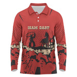 Isom Dart Black Cowboy Long Sleeve Polo Shirt Wild West Outlaw Vintage Comic Art
