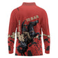 Isom Dart Black Cowboy Long Sleeve Polo Shirt Wild West Outlaw Vintage Comic Art