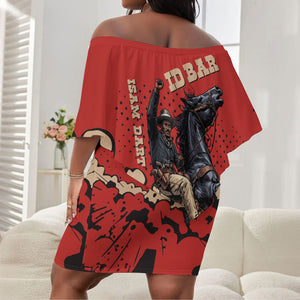 Isom Dart Black Cowboy Off Shoulder Short Dress Wild West Outlaw Vintage Comic Art
