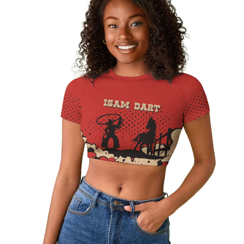 Isom Dart Black Cowboy Raglan Cropped T shirt Wild West Outlaw Vintage Comic Art
