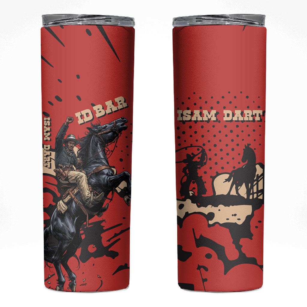 Isom Dart Black Cowboy Skinny Tumbler Wild West Outlaw Vintage Comic Art