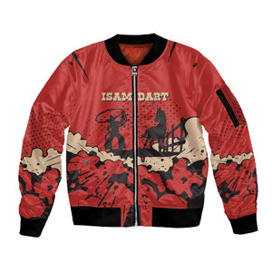 Isom Dart Black Cowboy Sleeve Zip Bomber Jacket Wild West Outlaw Vintage Comic Art