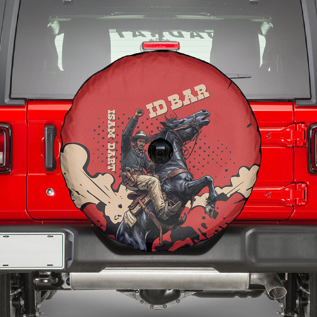 Isom Dart Black Cowboy Spare Tire Cover Wild West Outlaw Vintage Comic Art