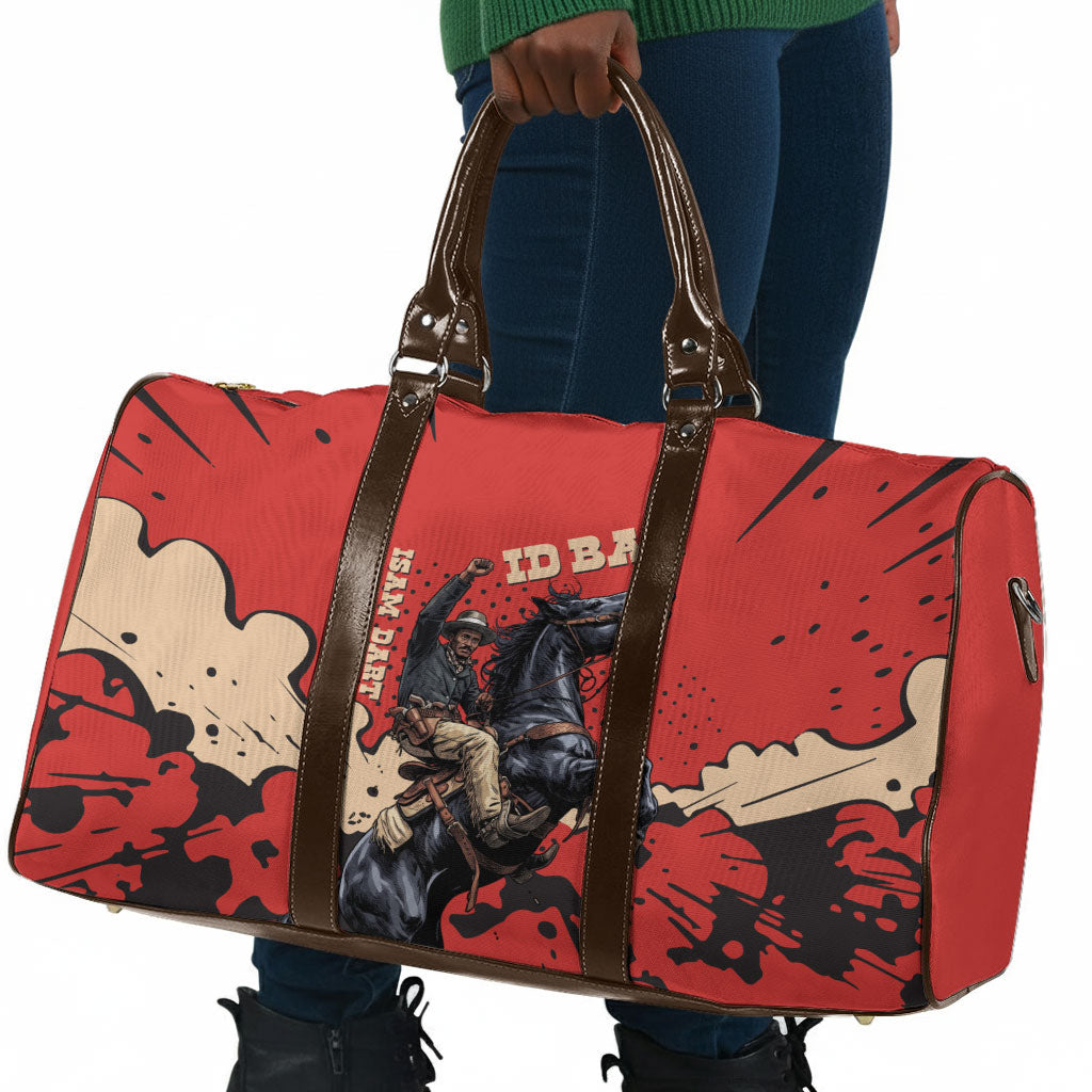 Isom Dart Black Cowboy Travel Bag Wild West Outlaw Vintage Comic Art