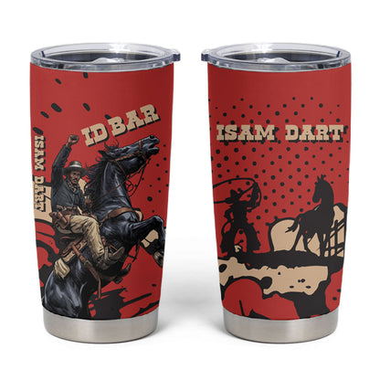 Isom Dart Black Cowboy Tumbler Cup Wild West Outlaw Vintage Comic Art