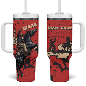 Isom Dart Black Cowboy Tumbler With Handle Wild West Outlaw Vintage Comic Art