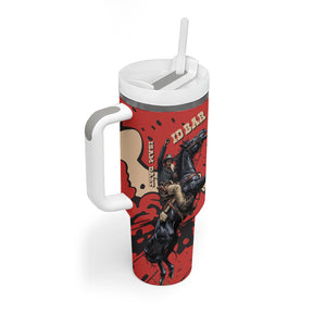 Isom Dart Black Cowboy Tumbler With Handle Wild West Outlaw Vintage Comic Art