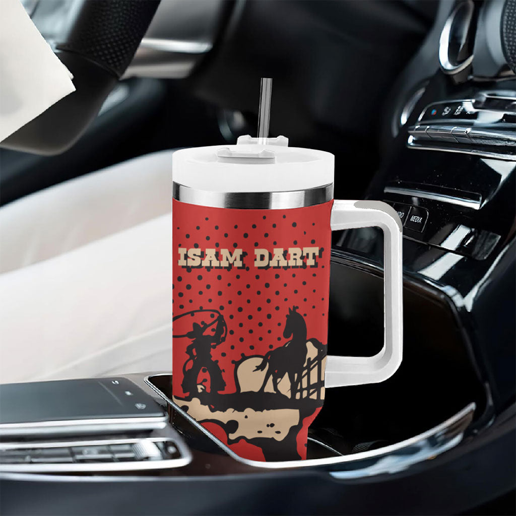 Isom Dart Black Cowboy Tumbler With Handle Wild West Outlaw Vintage Comic Art