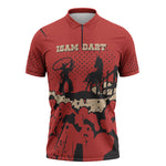 Isom Dart Black Cowboy Zipper Polo Shirt Wild West Outlaw Vintage Comic Art