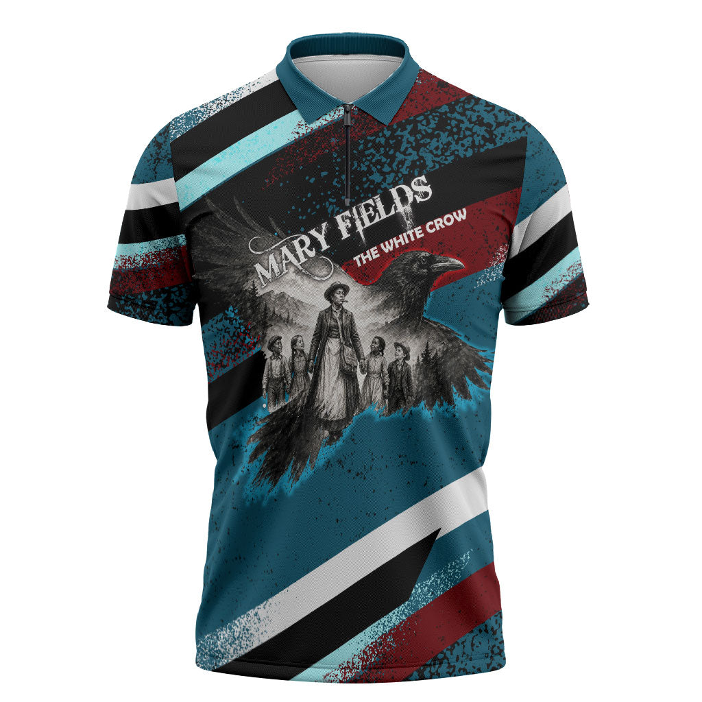 Mary Fields The White Crow Zipper Polo Shirt Vintage Grunge Wild West Portrait And Crow