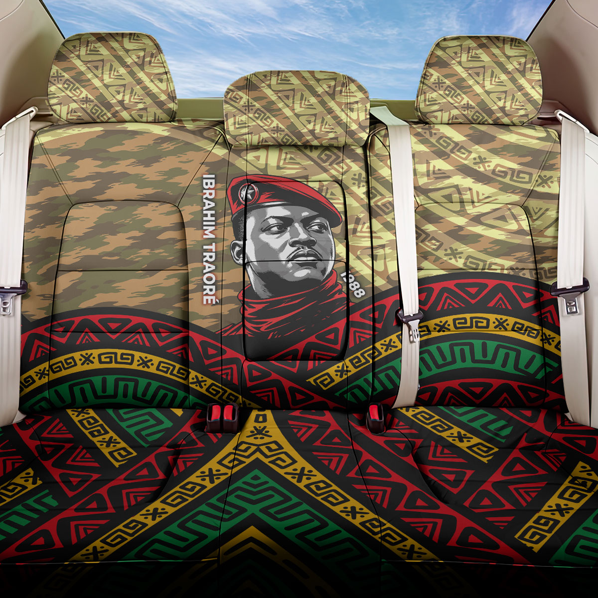 Ibrahim Traore Burkina Faso Back Car Seat Cover West African Revolutionary Art