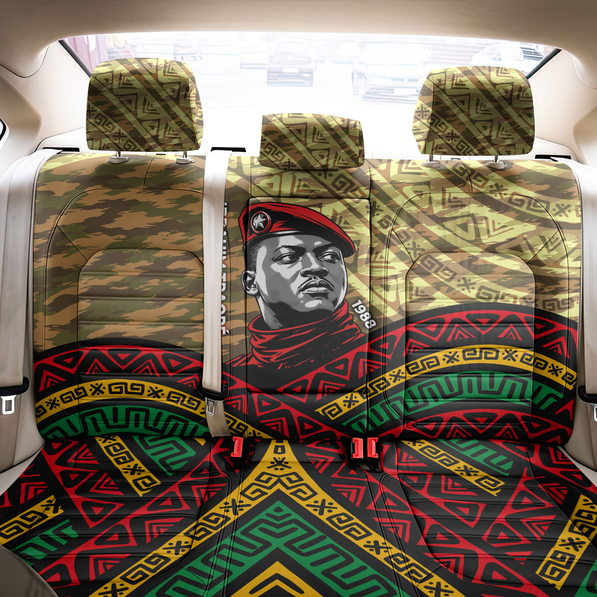 Ibrahim Traore Burkina Faso Back Car Seat Cover West African Revolutionary Art