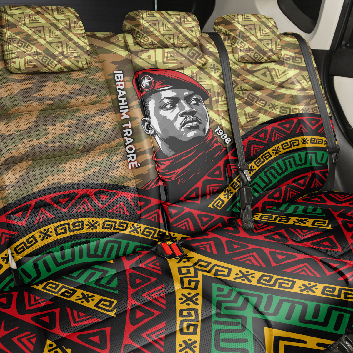 Ibrahim Traore Burkina Faso Back Car Seat Cover West African Revolutionary Art