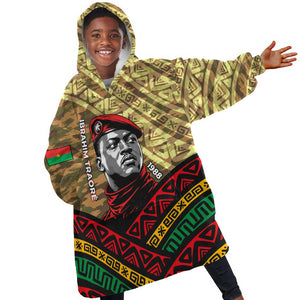 Ibrahim Traore Burkina Faso Kid Wearable Blanket Hoodie West African Revolutionary Art