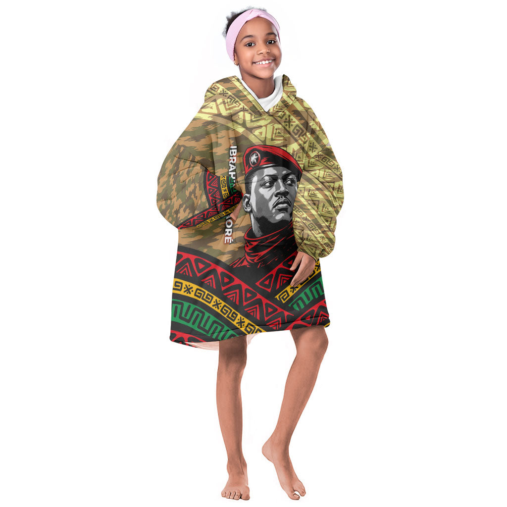 Ibrahim Traore Burkina Faso Kid Wearable Blanket Hoodie West African Revolutionary Art