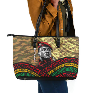 Ibrahim Traore Burkina Faso Leather Tote Bag West African Revolutionary Art