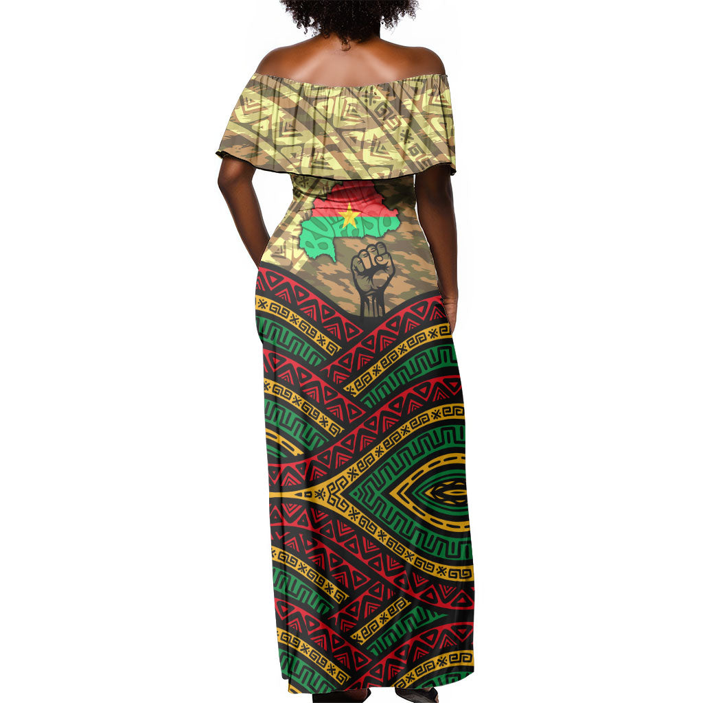 Ibrahim Traore Burkina Faso Off Shoulder Maxi Dress West African Revolutionary Art