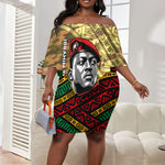 Ibrahim Traore Burkina Faso Off Shoulder Short Dress West African Revolutionary Art