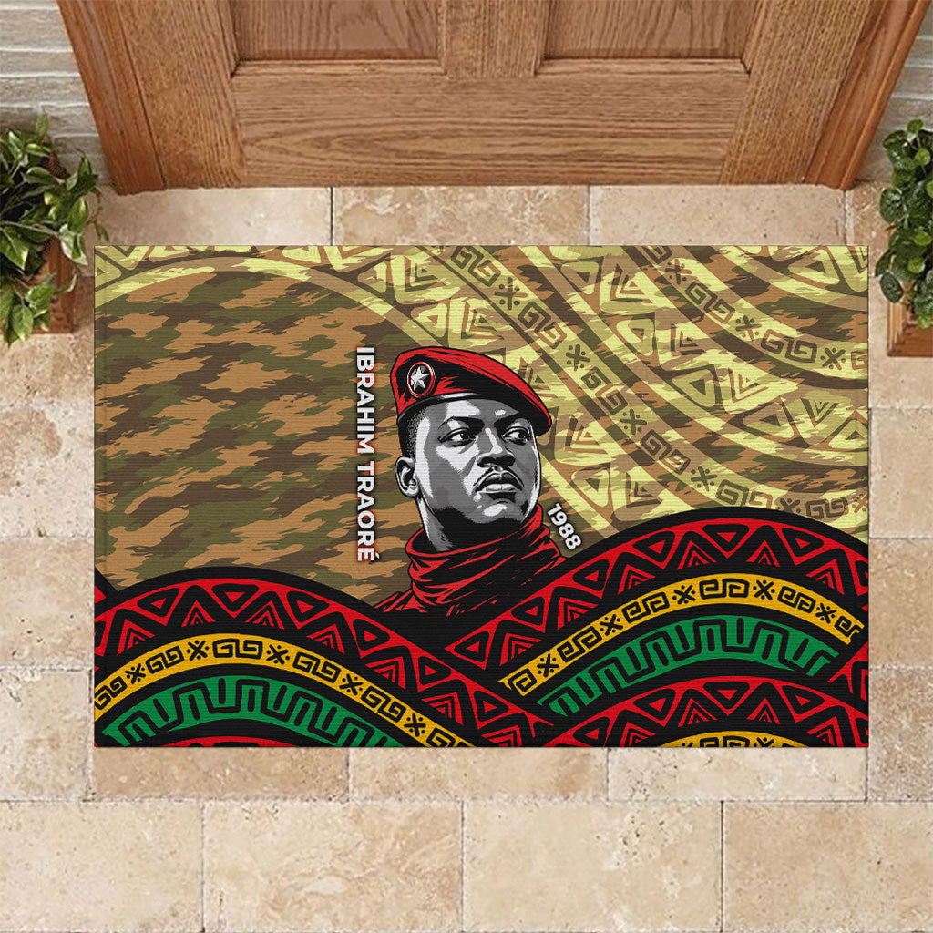 Ibrahim Traore Burkina Faso Rubber Doormat West African Revolutionary Art