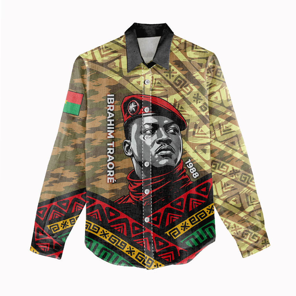 Ibrahim Traore Burkina Faso Women Casual Shirt West African Revolutionary Art