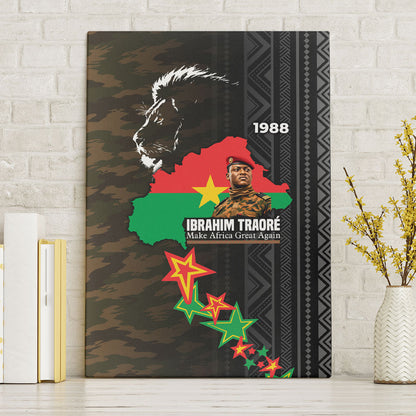 Ibrahim Traore Burkina Faso Make Africa Great Again Canvas Wall Art West African Patriotic Military Tribal Patterns