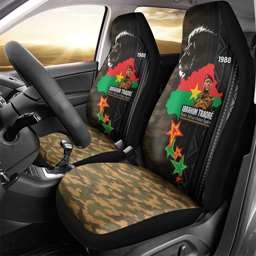 Ibrahim Traore Burkina Faso Make Africa Great Again Car Seat Cover West African Patriotic Military Tribal Patterns