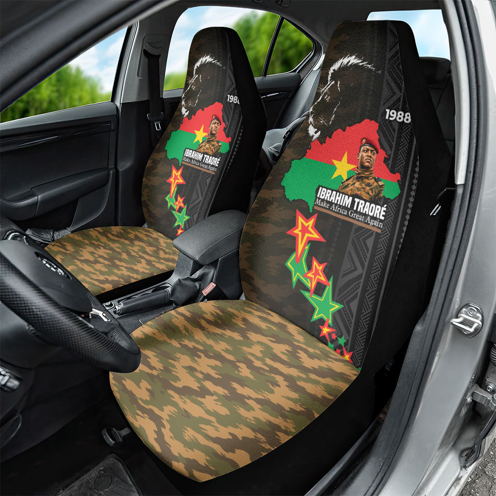 Ibrahim Traore Burkina Faso Make Africa Great Again Car Seat Cover West African Patriotic Military Tribal Patterns