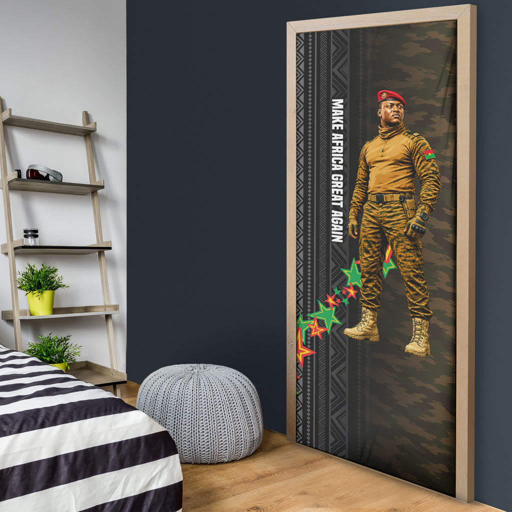 Ibrahim Traore Burkina Faso Make Africa Great Again Door Cover West African Patriotic Military Tribal Patterns