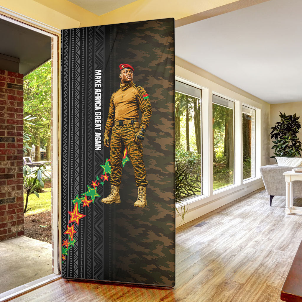 Ibrahim Traore Burkina Faso Make Africa Great Again Door Cover West African Patriotic Military Tribal Patterns