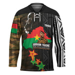 Ibrahim Traore Burkina Faso Make Africa Great Again Hockey Jersey West African Patriotic Military Tribal Patterns