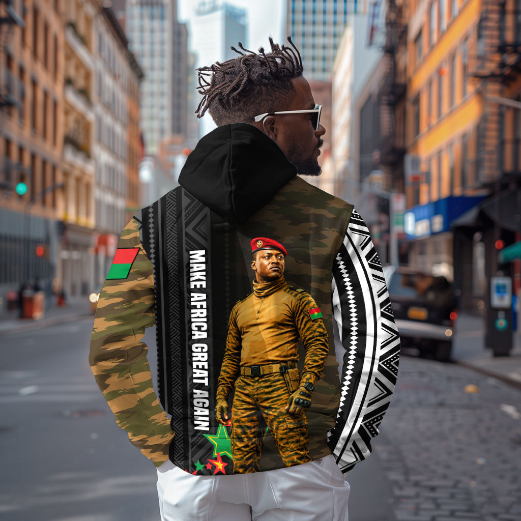 Ibrahim Traore Burkina Faso Make Africa Great Again Hoodie West African Patriotic Military Tribal Patterns